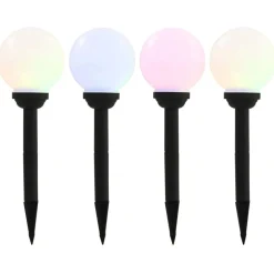 LED-solarlampen rond 15 cm RGB 4 st>vidaXL Outlet