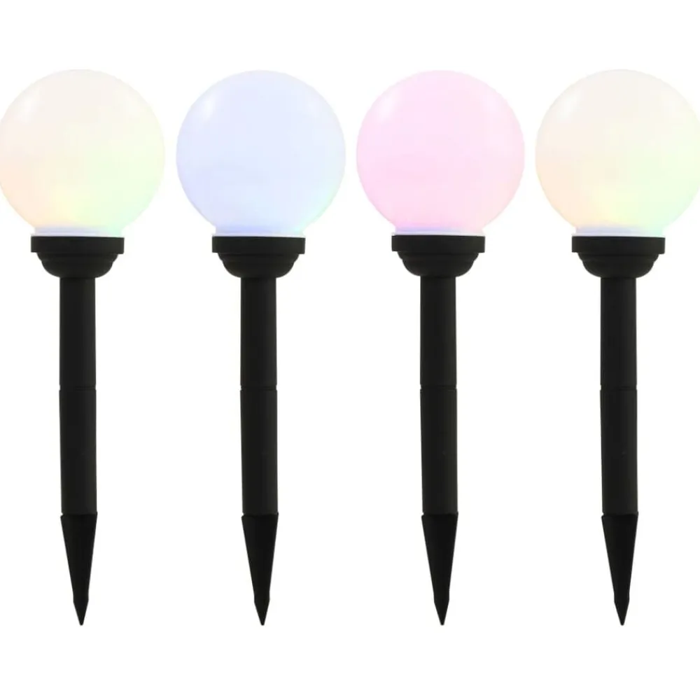 LED-solarlampen rond 15 cm RGB 4 st>vidaXL Outlet