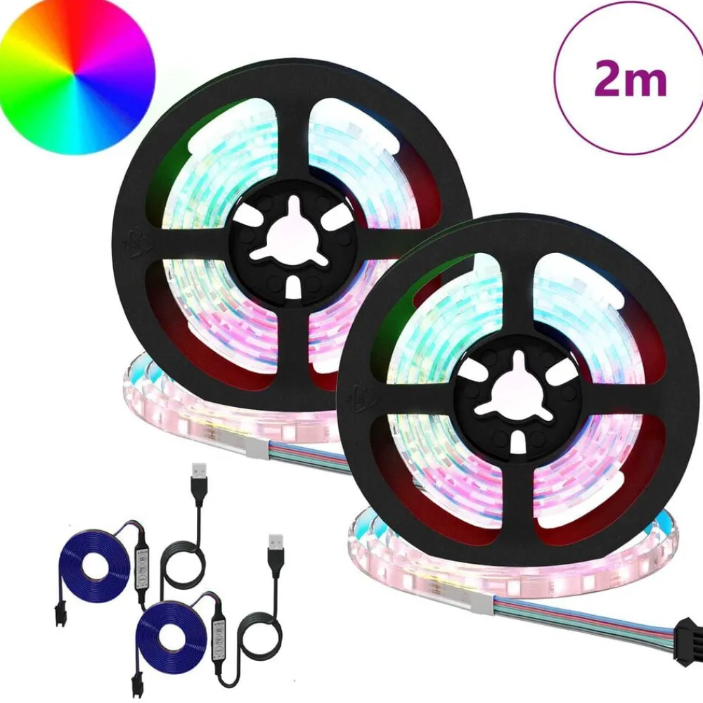 LED-strip 2 pcs Zwart en transparant 1000 mm Koper en kunststof>vidaXL Hot