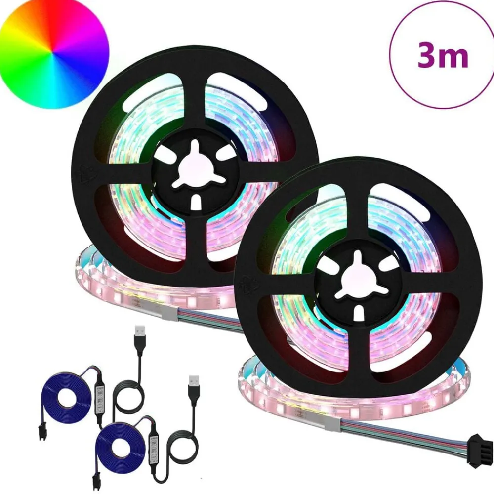 Verlichting*vidaXL LED-strip 2 pcs Zwart en transparant 750 mm Koper en kunststof