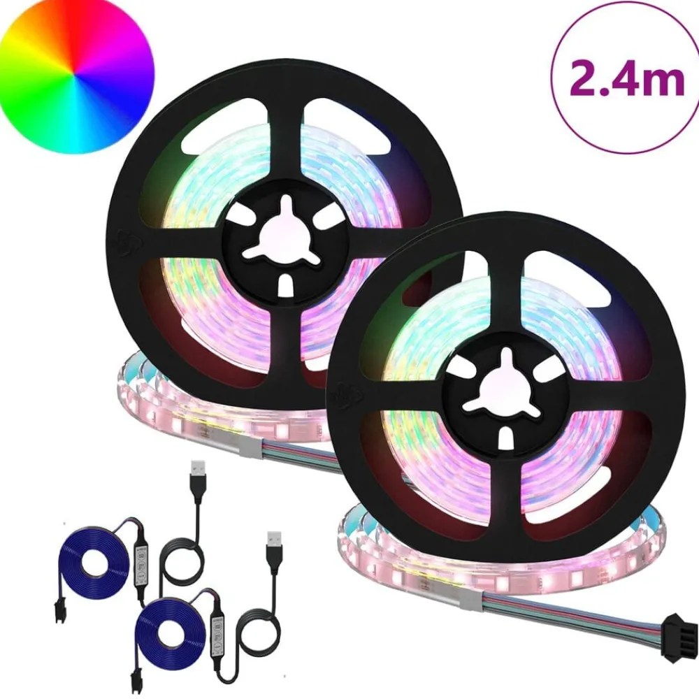 LED-strip 2 pcs Zwart en transparant 1200 mm Koper en kunststof>vidaXL Best