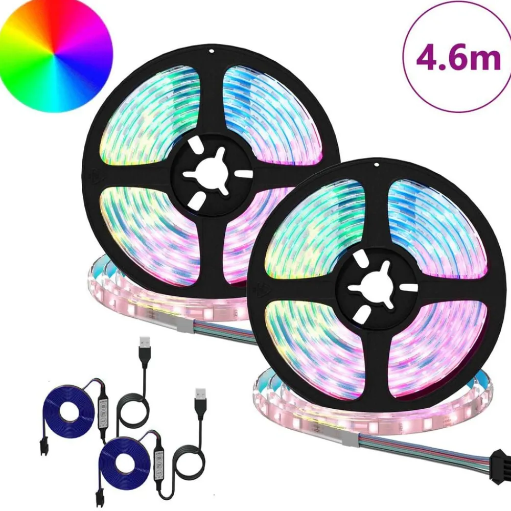 Verlichting*vidaXL LED-strip 2 pcs Zwart en transparant 2300 mm Koper en kunststof