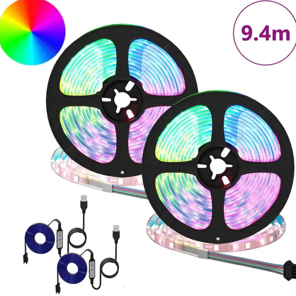 Verlichting*vidaXL LED-strip 2 pcs Zwart en transparant 4700 mm Koper en kunststof