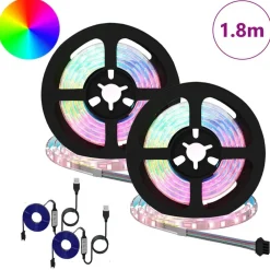 Verlichting*vidaXL LED-strip 2 pcs Zwart en transparant 900 mm Koper en kunststof