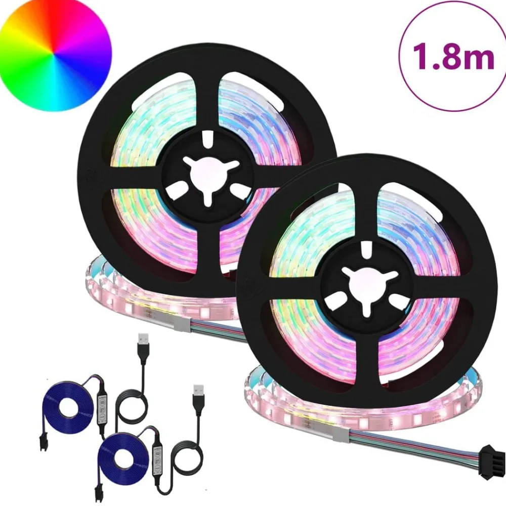 Verlichting*vidaXL LED-strip 2 pcs Zwart en transparant 900 mm Koper en kunststof