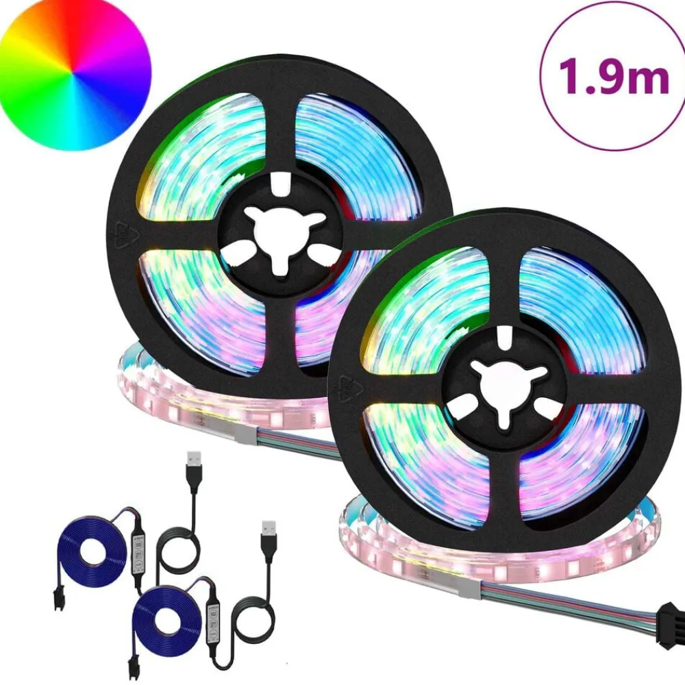 Verlichting*vidaXL LED-strip 2 pcs Zwart en transparant 950 mm Koper en kunststof