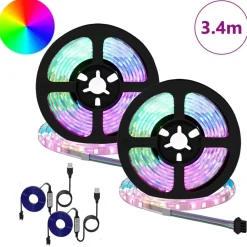 LED-strip 2 pcs Zwart en transparant 1700 mm Koper en kunststof>vidaXL Outlet
