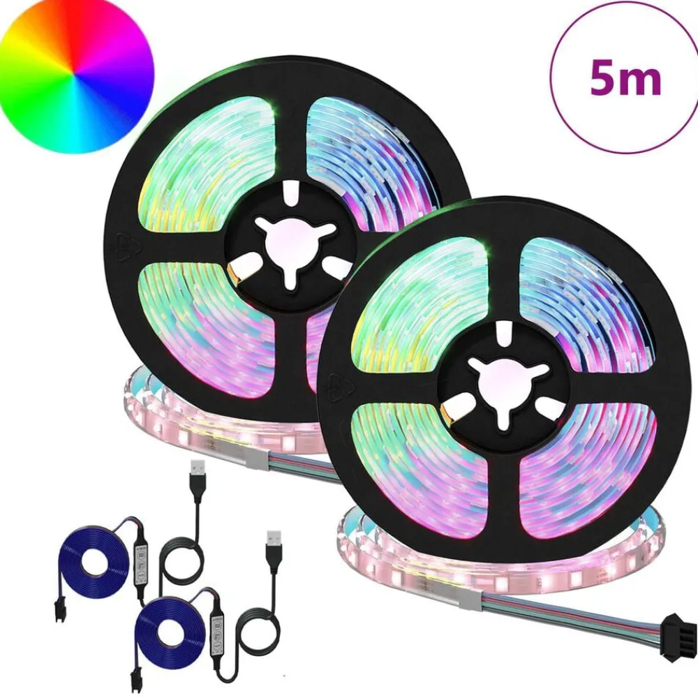 LED-strip 2 pcs Zwart en transparant 2500 mm Koper en kunststof>vidaXL Hot