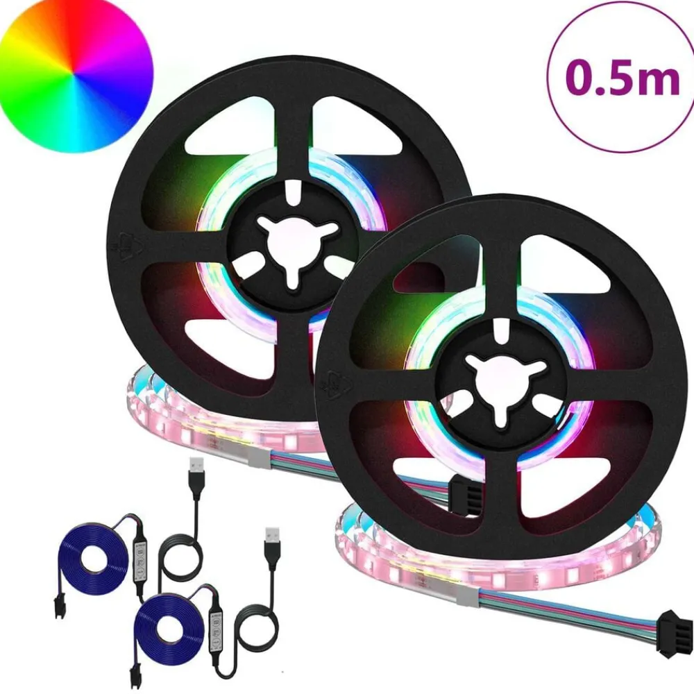 LED-strip 2 pcs Zwart en transparant 250 mm Koper en kunststof>vidaXL Online