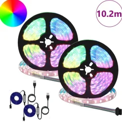 LED-strip 2 pcs Zwart en transparant 5100 mm Koper en kunststof>vidaXL New