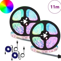 Verlichting*vidaXL LED-strip 2 pcs Zwart en transparant 5500 mm Koper en kunststof