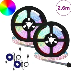 LED-strip 2 pcs Zwart en transparant 1300 mm Koper en kunststof>vidaXL