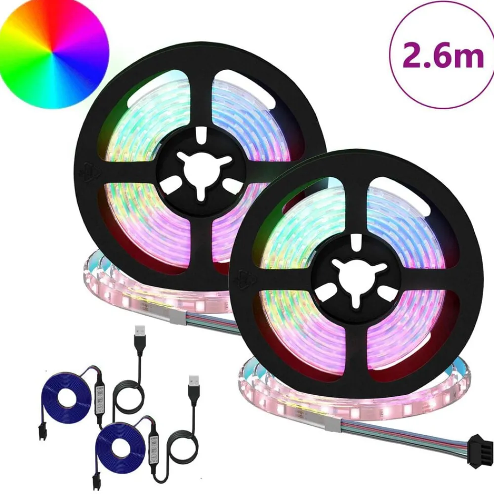 LED-strip 2 pcs Zwart en transparant 1300 mm Koper en kunststof>vidaXL