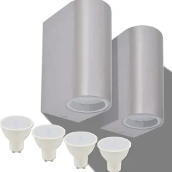 LED-wandlamp tuin op-/neerwaarts rond 2 st>vidaXL Online