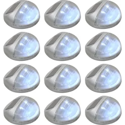 Verlichting*vidaXL LED-wandlampen solar rond 12 st Zilver