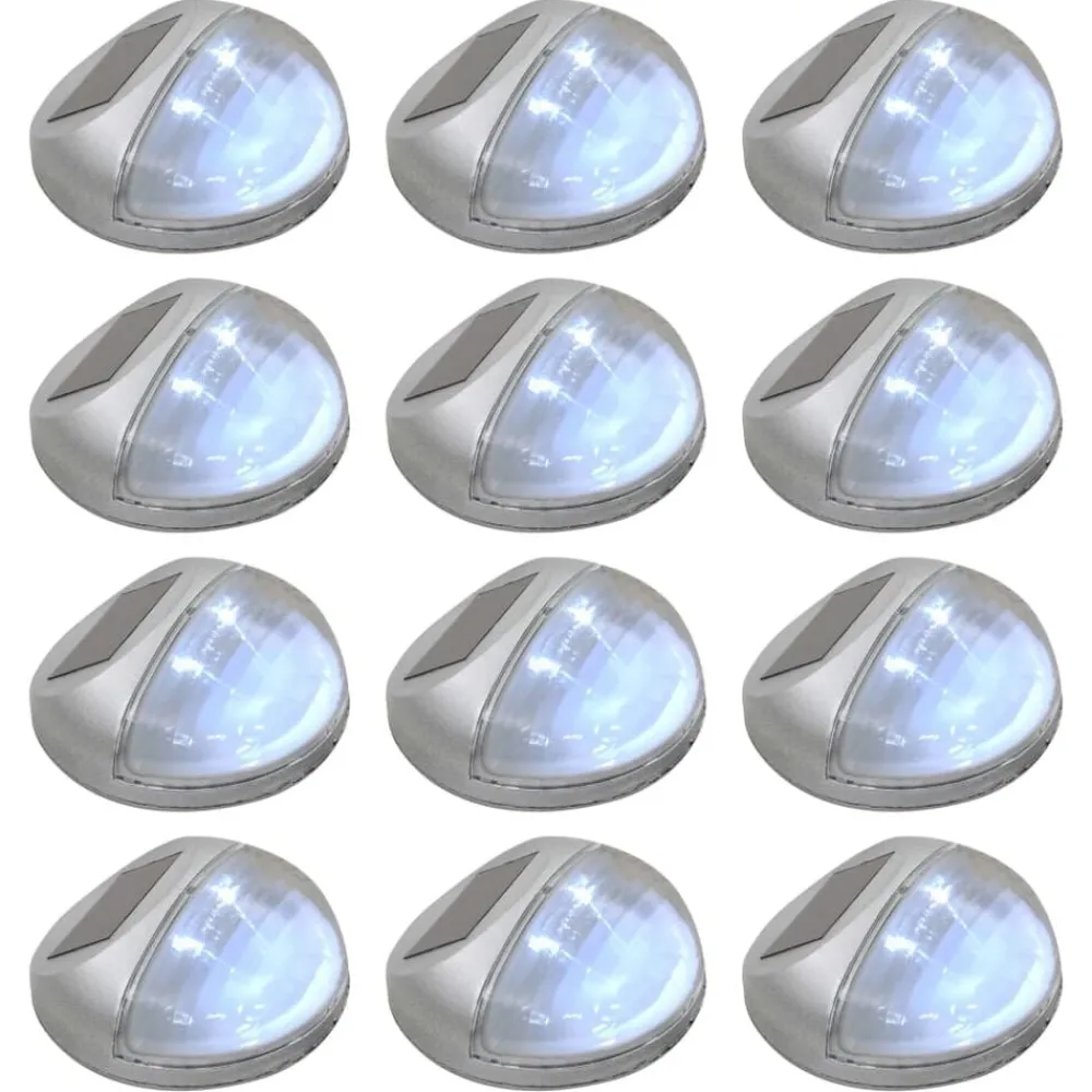 Verlichting*vidaXL LED-wandlampen solar rond 12 st Zilver