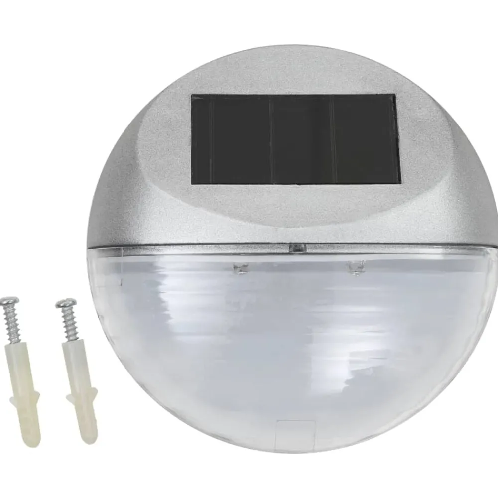 Verlichting*vidaXL LED-wandlampen solar rond 12 st Zilver