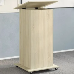 Kantoormeubelen*vidaXL Lessenaar met wielen en lade 55x55x107 cm hout Sonoma eiken