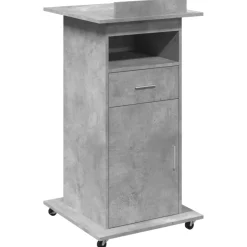Kantoormeubelen*vidaXL Lessenaar met wielen en lade 55x55x107 cm hout Betongrijs