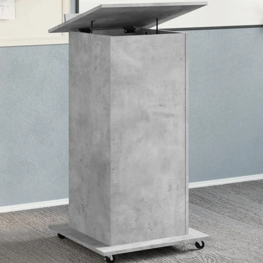 Kantoormeubelen*vidaXL Lessenaar met wielen en lade 55x55x107 cm hout Betongrijs
