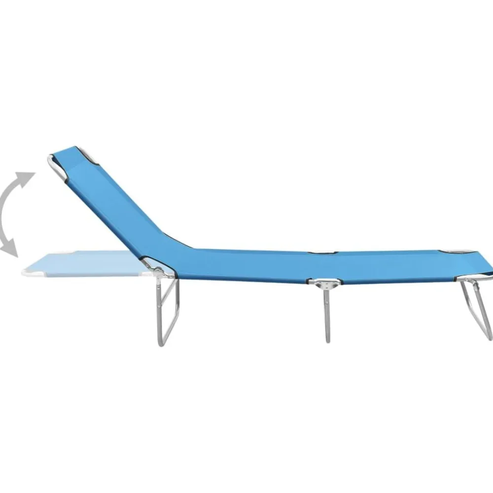 Ligbed inklapbaar staal en stof turquoiseblauw>vidaXL Online