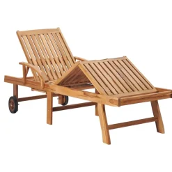 Tuinmeubelen*vidaXL Ligbed met crèmekleurig kussen massief teakhout Crème