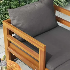 Tuinmeubelen*vidaXL Ligbed met donkergrijze kussens massief acaciahout Donkergrijs
