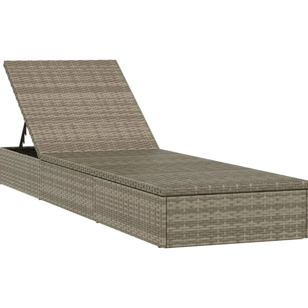 Tuinmeubelen*vidaXL Ligbed met kussen 1 st 201x55x62 cm poly rattan Grijs