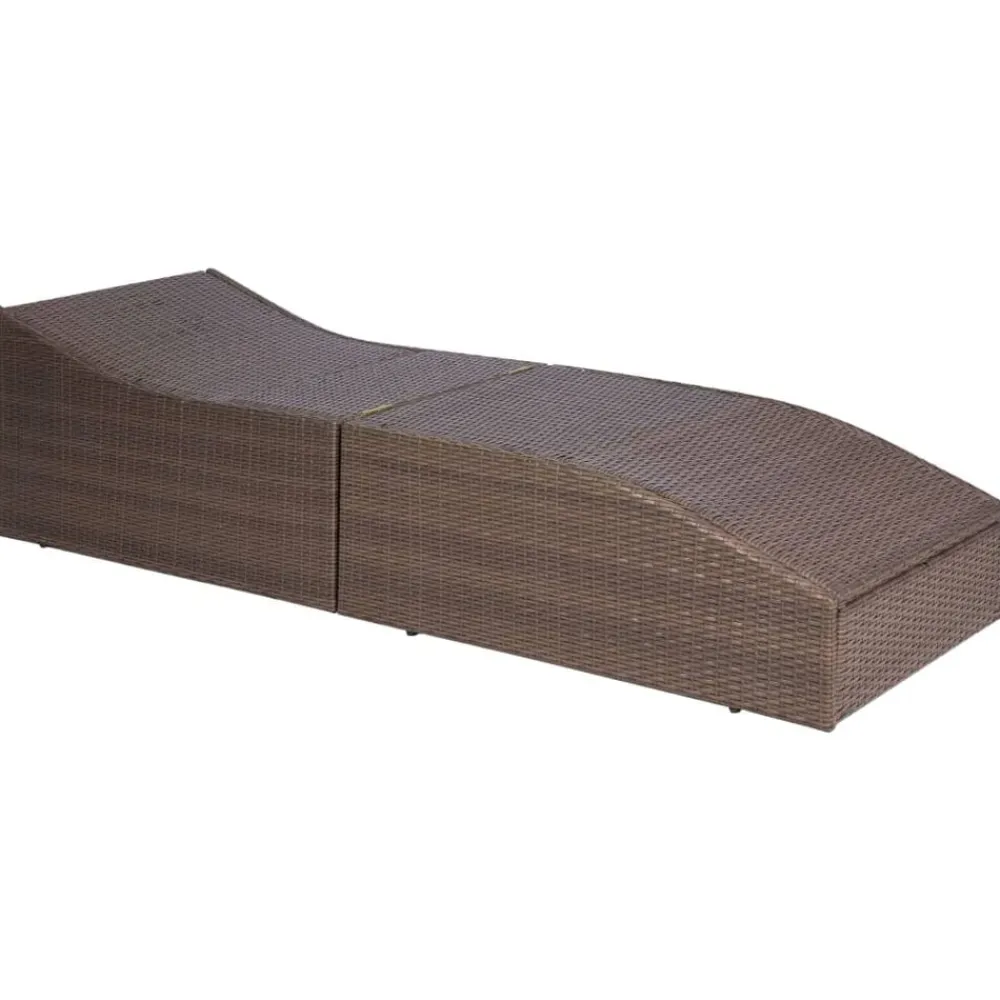Tuinmeubelen*vidaXL Ligbed met kussen poly rattan Bruin
