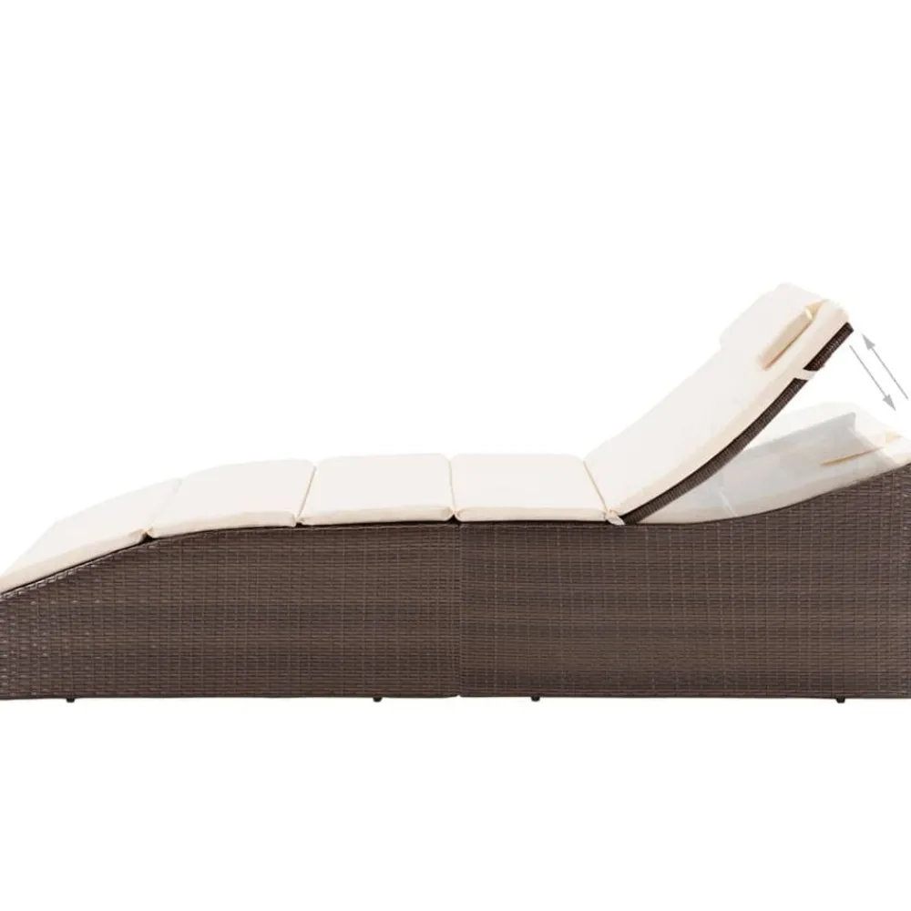 Tuinmeubelen*vidaXL Ligbed met kussen poly rattan Bruin