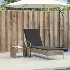 Ligbed met wielen en kussen poly rattan><noscript><img width=