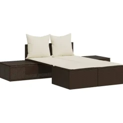 Ligbed 2-persoons met kussens poly rattan>vidaXL Discount
