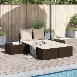 Ligbed 2-persoons met kussens poly rattan>vidaXL Discount