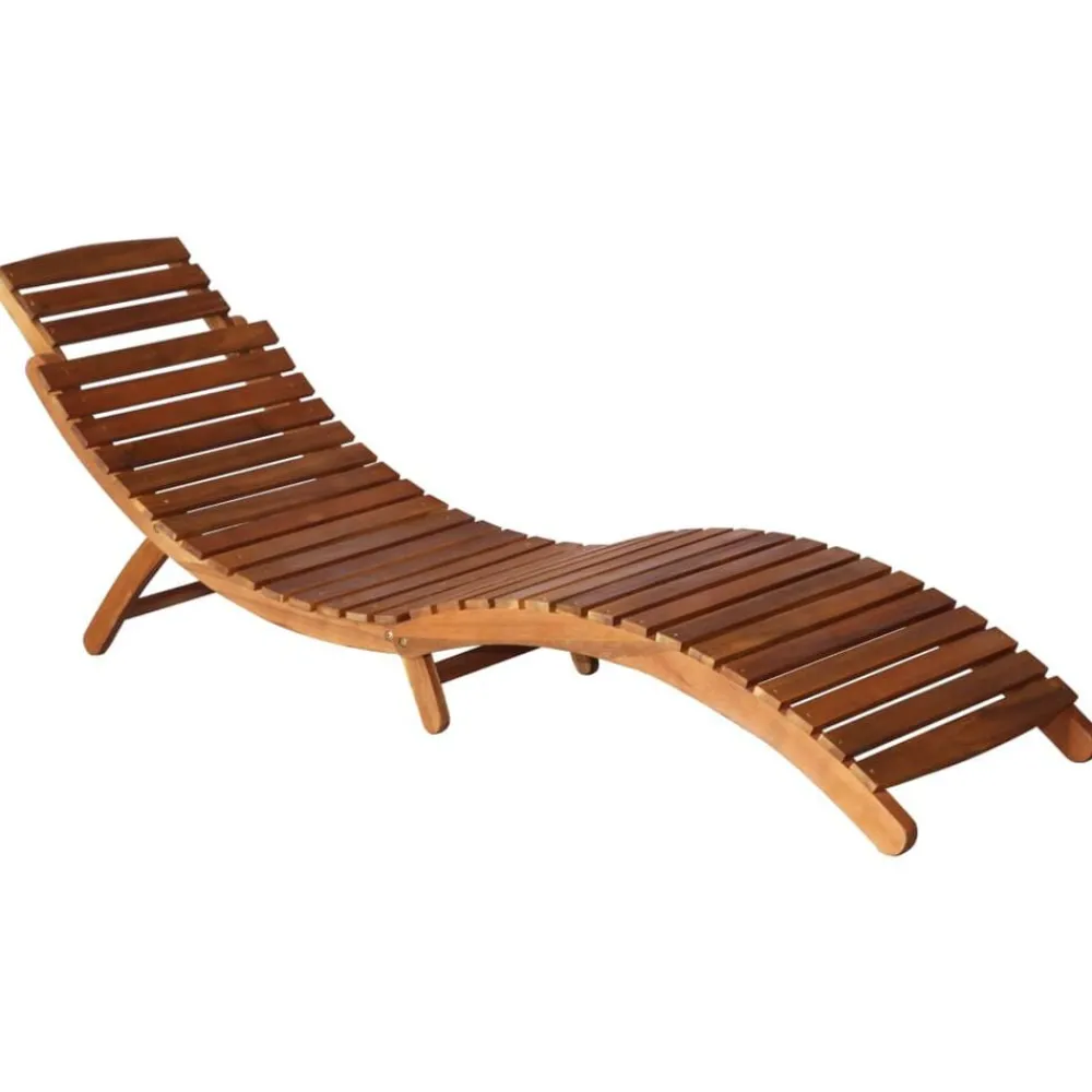 Tuinmeubelen*vidaXL Ligbedden 2 st met tafel en kussens massief acaciahout Crème