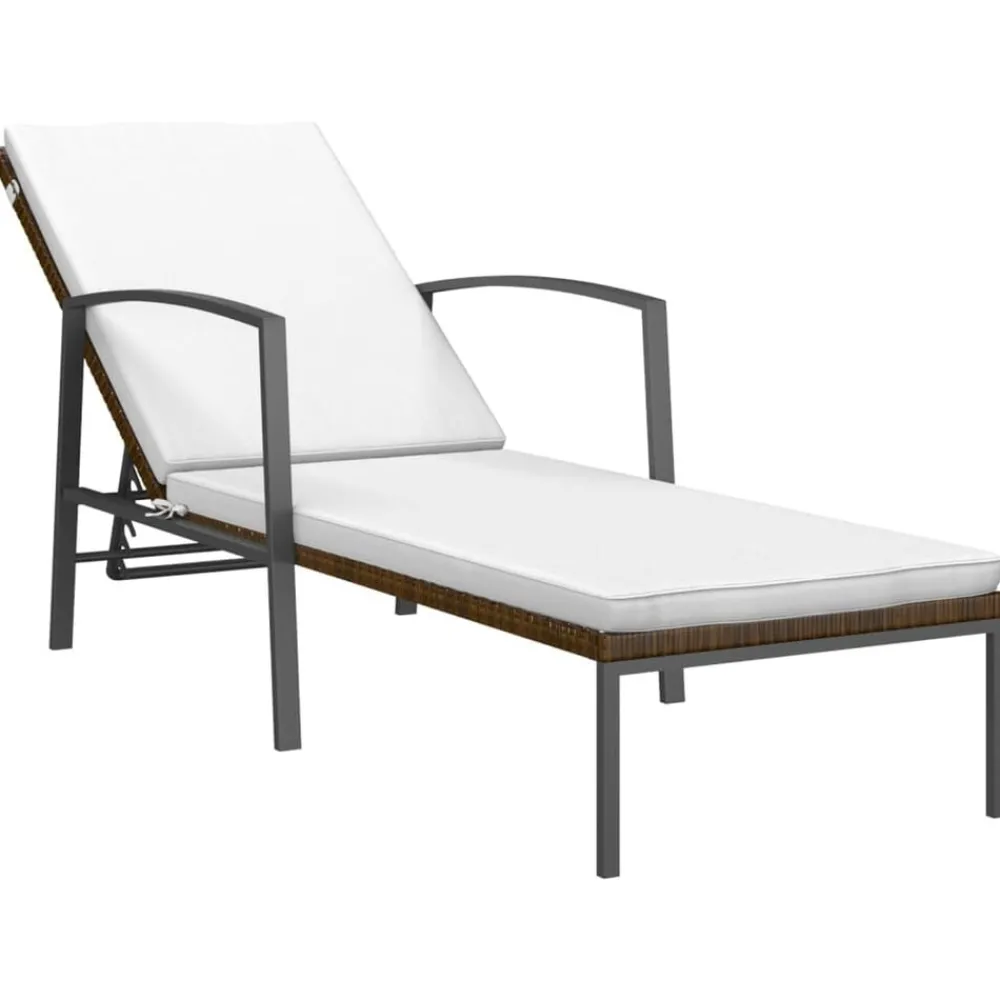 Tuinmeubelen*vidaXL Ligbedden 2 st met tafel poly rattan Bruin