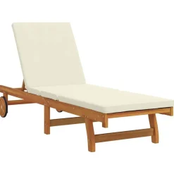 Ligstoel Bruin en Crème 199 x 63 x 85 cm Massief Acaciahout>vidaXL Outlet