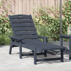 Tuinmeubelen*vidaXL Ligstoel 195,5 x 53 x 98,5 cm HDPE Marineblauw