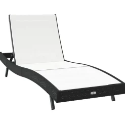 Ligstoel Zwart en Wit 197 x 70 x 82 cm poly rattan>vidaXL Outlet