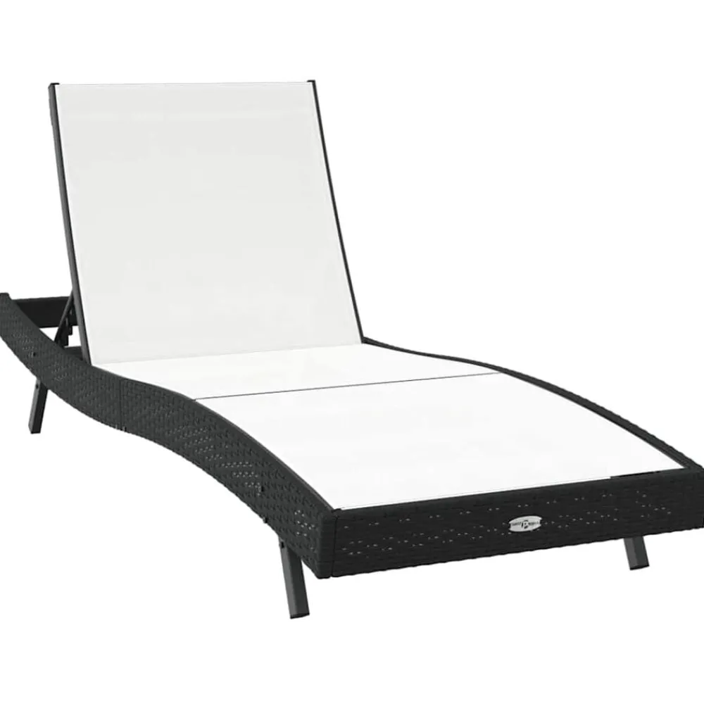 Ligstoel Zwart en Wit 197 x 70 x 82 cm poly rattan>vidaXL Outlet
