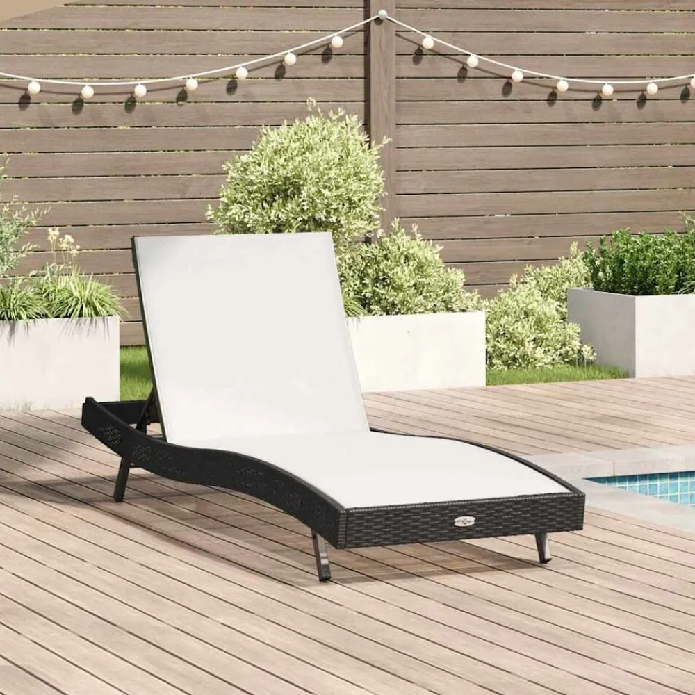 Ligstoel Zwart en Wit 197 x 70 x 82 cm poly rattan>vidaXL Outlet