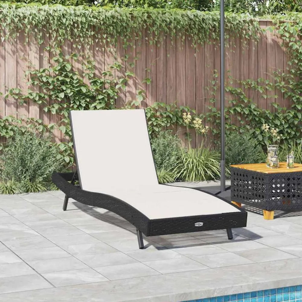 Ligstoel Zwart en Wit 197 x 70 x 82 cm poly rattan>vidaXL Outlet