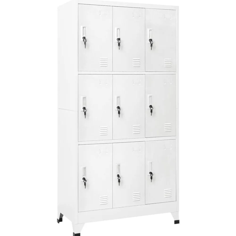 Kasten & Opbergmeubelen*vidaXL Lockerkast met 9 vakken 90x45x180 cm staal Grijs