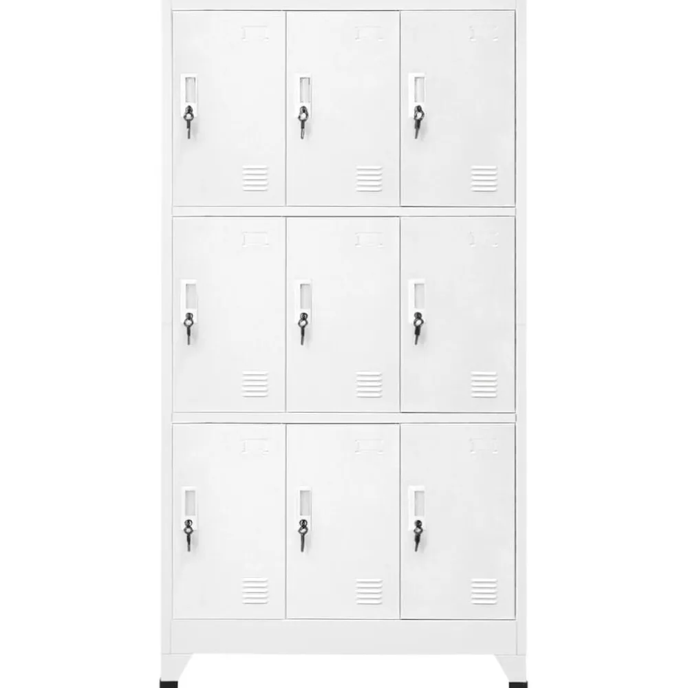 Kasten & Opbergmeubelen*vidaXL Lockerkast met 9 vakken 90x45x180 cm staal Grijs
