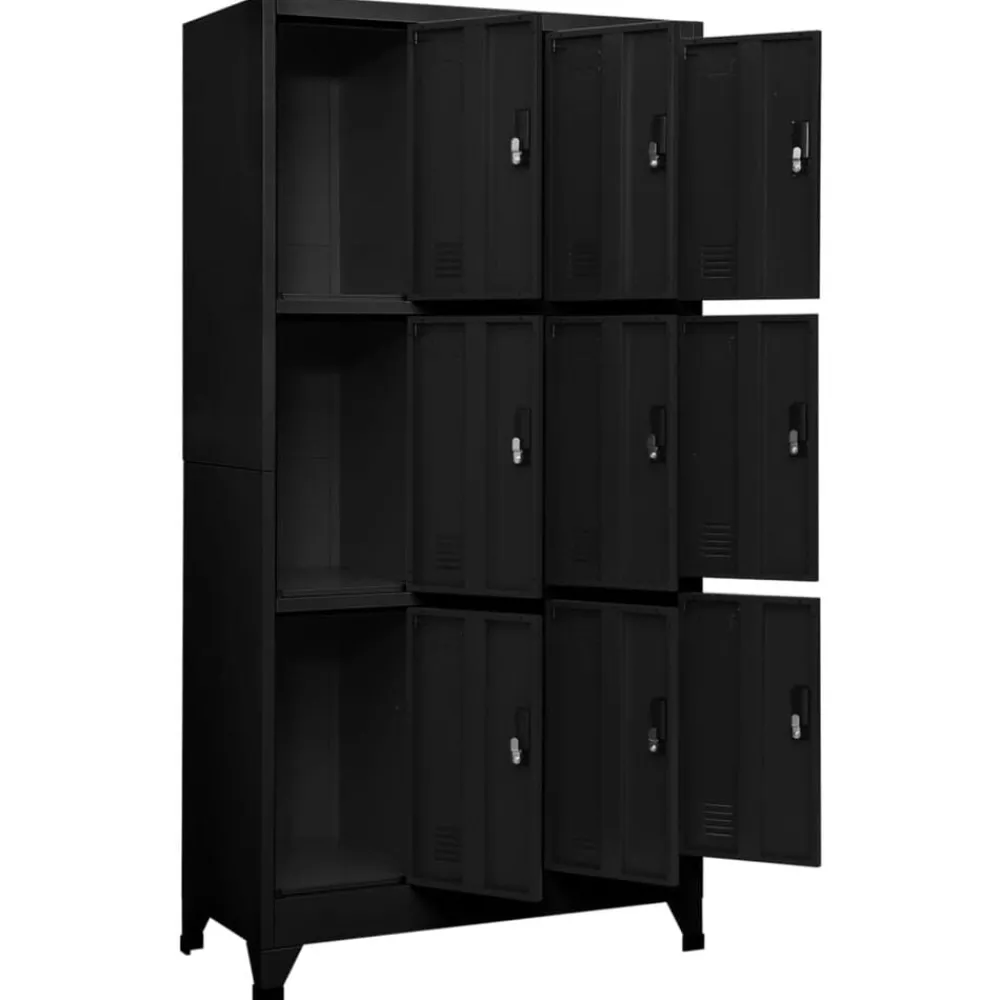 Kasten & Opbergmeubelen*vidaXL Lockerkast 90x45x180 cm staal Zwart