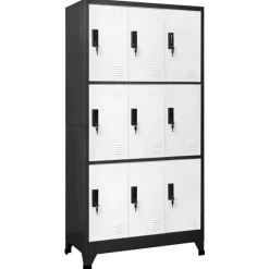 Lockerkast 90x45x180 cm staal antracietkleurig en wit>vidaXL Online