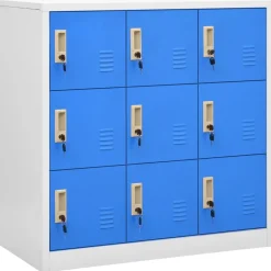 Kasten & Opbergmeubelen*vidaXL Lockerkast 90x45x92,5 cm staal Lichtgrijs en blauw