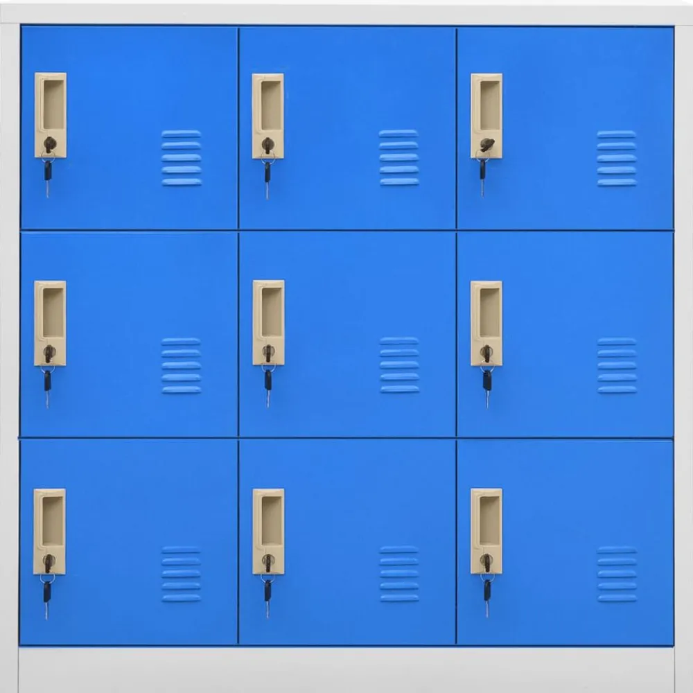 Kasten & Opbergmeubelen*vidaXL Lockerkast 90x45x92,5 cm staal Lichtgrijs en blauw