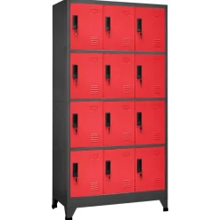 Kasten & Opbergmeubelen*vidaXL Lockerkast 90x45x180 cm staal antracietkleurig en rood Antraciet en rood