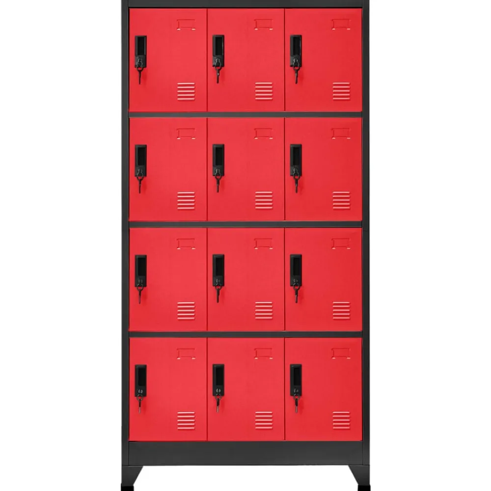 Kasten & Opbergmeubelen*vidaXL Lockerkast 90x45x180 cm staal antracietkleurig en rood Antraciet en rood