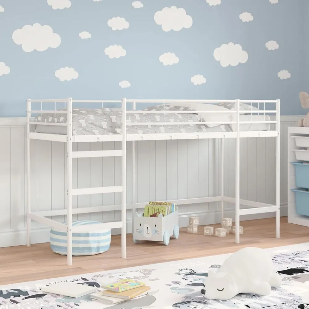 Bedden & Accessoires*vidaXL Loftbed voor Kids 74,5 x 190 cm Staal Wit